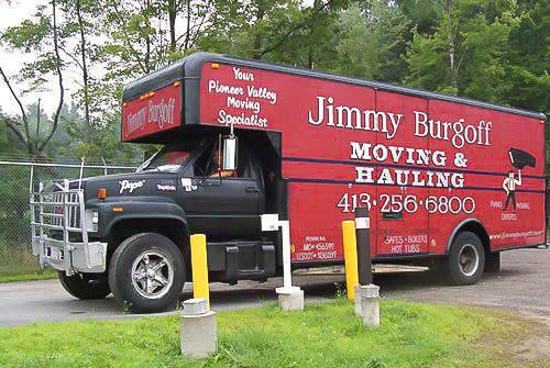 Jimmy Burgoff Moving & Hauling red moving truck, the Pioneer Valley moving specialist